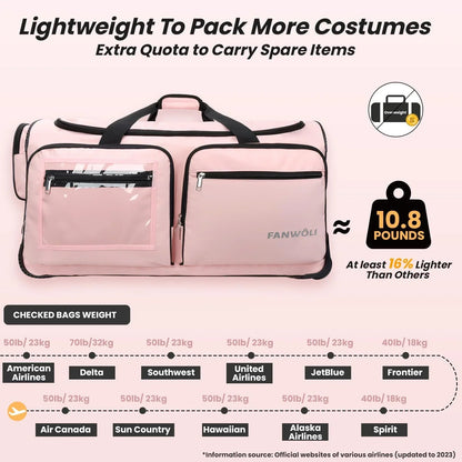 2026 NEW Fegat Dance Bag with Garment Rack - 28"Collapsible Rolling Competition Dance Duffle Bag Lightweight Costume Wheeled Suitcase for Dancers Shows Livestreamer Athletes