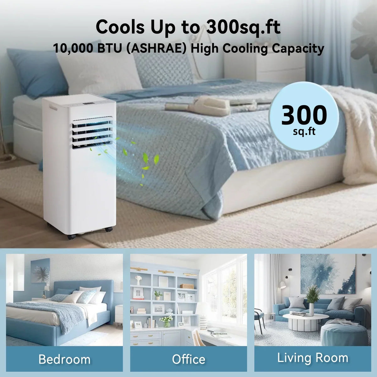 2026 NEW Bapipro 10,000 BTU Smart Portable AC - WiFi/Remote, 4-in-1 for 300 Sq.Ft, 24H Timer, Window Kit, "55dB, ETL Certified