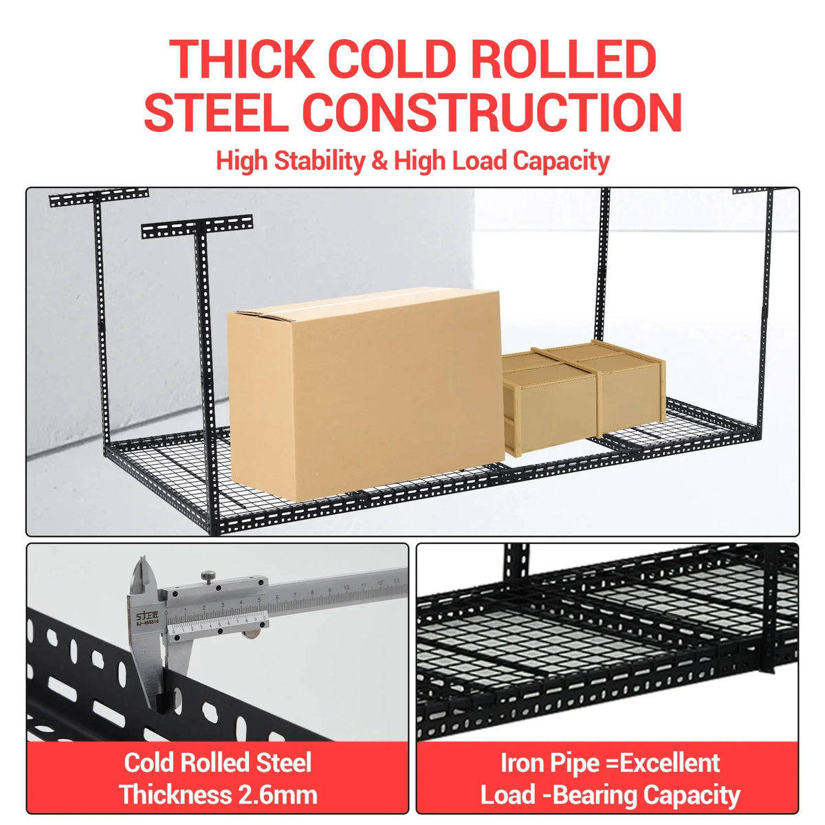 2026 NEW 4x6 Overhead Garage Storage Rack -C Heavy Duty Metal Ceiling Shelving, Adjustable Organization System for Garage -C 330lb Capacity, Easy Install