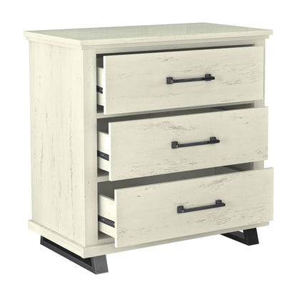 2026 NEW FESTIVO 32 inch Wide 3-Drawer Bedroom Nightstand with Elevated Metal Legs - Beige