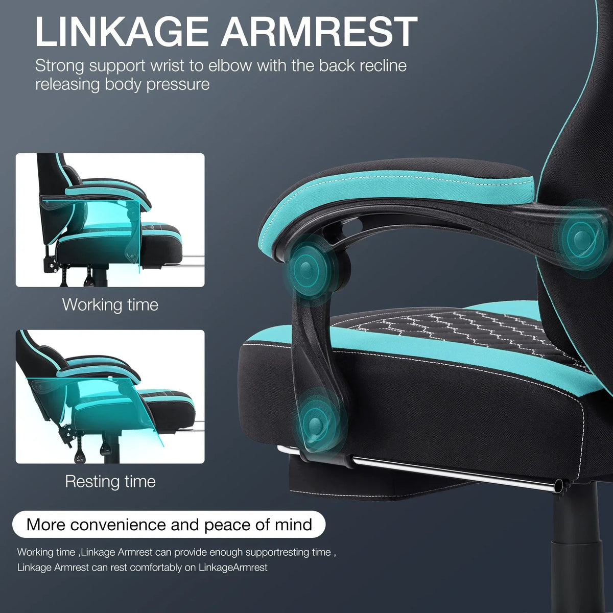 2026 NEW Hoffree Gaming Chair with Massage Fabric Office Chair with footrest for Adults, Ergonomic Gamer Chair with Headrest and Lumbar Support for Office Gaming, 440 LBS