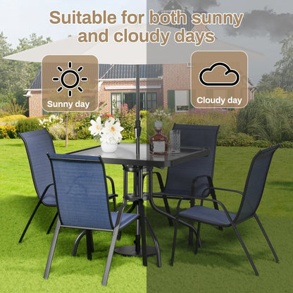 2026 NEW Pirecart 5-Piece Outdoor Patio Dining Table Set with 4 Stackable Textilene Chairs for for Patio, Lawn, Garden, Gray