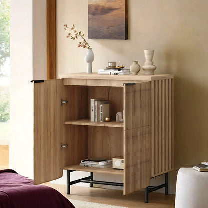 2026 NEW Vivvoo 30" Wood Nightstand Fluted Door Accent Cabinet
