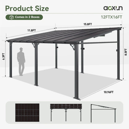 2026 NEW Aoxun 8' x 5' Gazebo for Patio, Gazebo Pergola with Sloped Roof, Grill Gazebo Large Wall-Mounted Heavy Duty Awnings, for Backyard, Deck, Patio