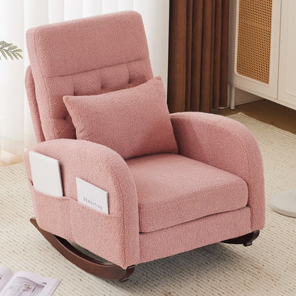 2026 NEW Ktaxon Rocking Accent Chair Glider Reading Chair Comfy Teddy Velvet Upholstered Single Sofa Rocker for Living Room, Nursery, Bedroom Beige