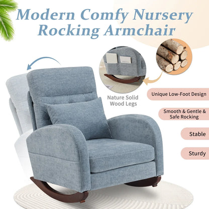 2026 NEW Ktaxon Rocking Accent Chair Glider Reading Chair Comfy Teddy Velvet Upholstered Single Sofa Rocker for Living Room, Nursery, Bedroom Beige