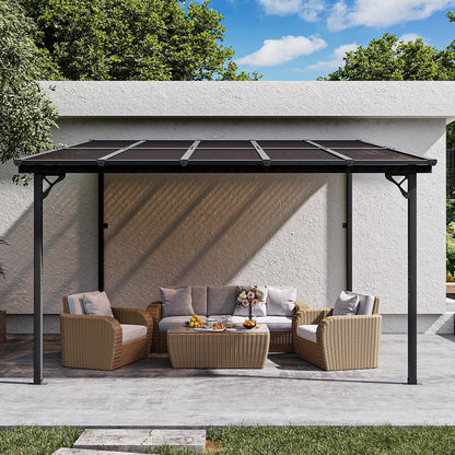2026 NEW Aoxun 8' x 5' Gazebo for Patio, Gazebo Pergola with Sloped Roof, Grill Gazebo Large Wall-Mounted Heavy Duty Awnings, for Backyard, Deck, Patio