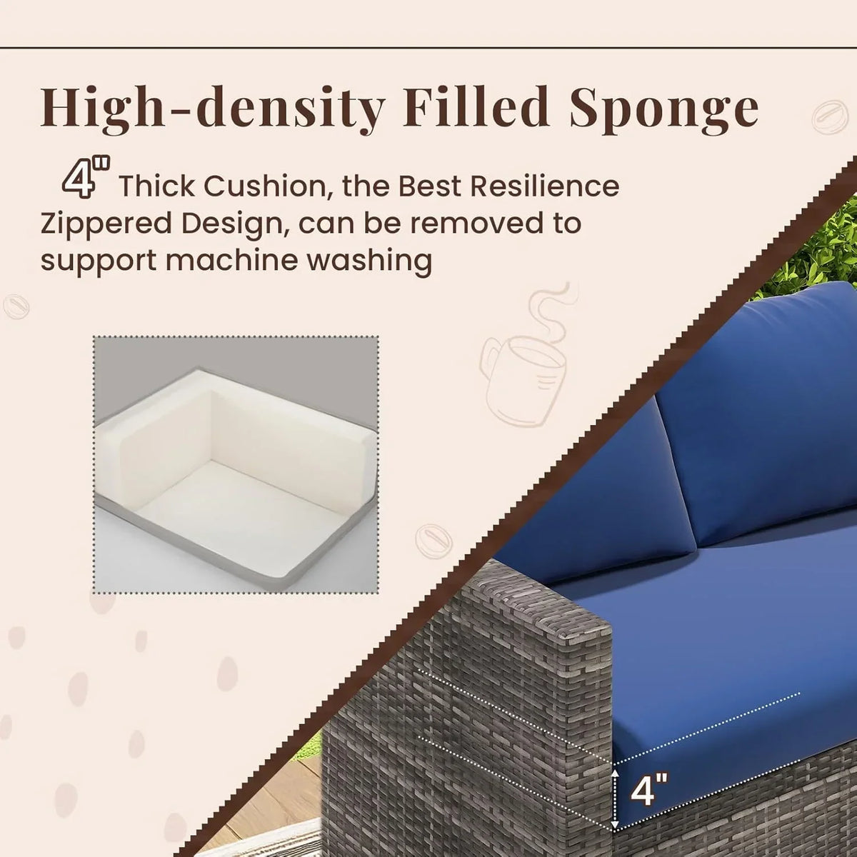 2026 NEW AECOJOY 7 Piece Patio Furniture Set PE Rattan Outdoor Dining Set Sectional Sofa Couch with Table Patio Conversation Set in Gray
