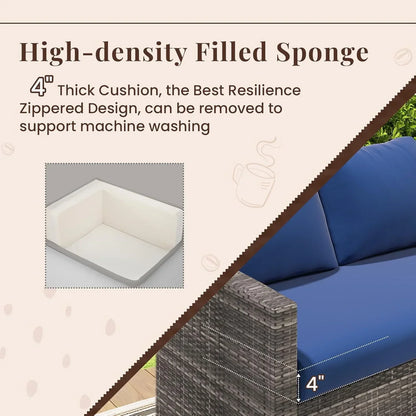 2026 NEW AECOJOY 7 Piece Patio Furniture Set PE Rattan Outdoor Dining Set Sectional Sofa Couch with Table Patio Conversation Set in Gray