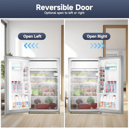 2026 NEW Soonbuy Compact Mini Fridge with Freezer, 4.3 Cu.Ft Single Door Refrigerator with Adjustable Temperature, Removable Shelves & Crisper Drawer, Energy Efficient Small Fridge for Bedroom, Office, Dorm, R