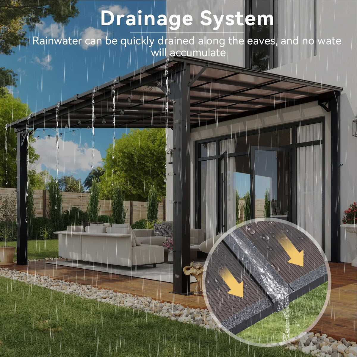2026 NEW Aoxun 8' x 5' Gazebo for Patio, Gazebo Pergola with Sloped Roof, Grill Gazebo Large Wall-Mounted Heavy Duty Awnings, for Backyard, Deck, Patio