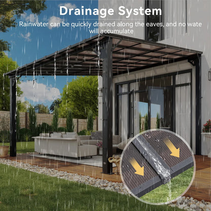 2026 NEW Aoxun 8' x 5' Gazebo for Patio, Gazebo Pergola with Sloped Roof, Grill Gazebo Large Wall-Mounted Heavy Duty Awnings, for Backyard, Deck, Patio