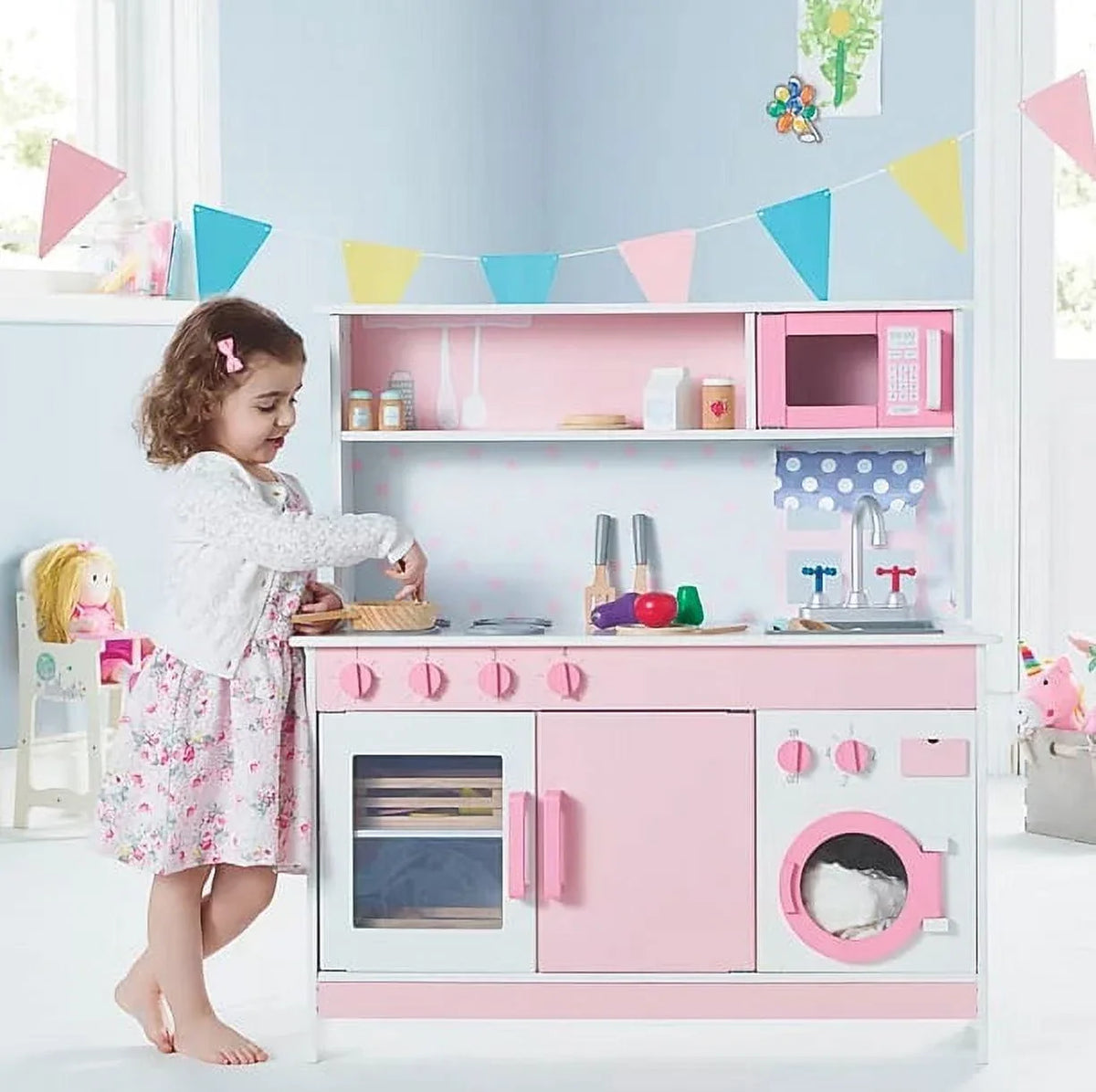 2026 NEW Spark. Create. Imagine. Deluxe Wooden Play Kitchen - Pink