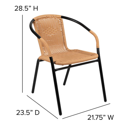 2026 NEW Emma + Oliver Indoor/Outdoor Stacking Rattan Restaurant Patio Chairs, Set of 2, Gray