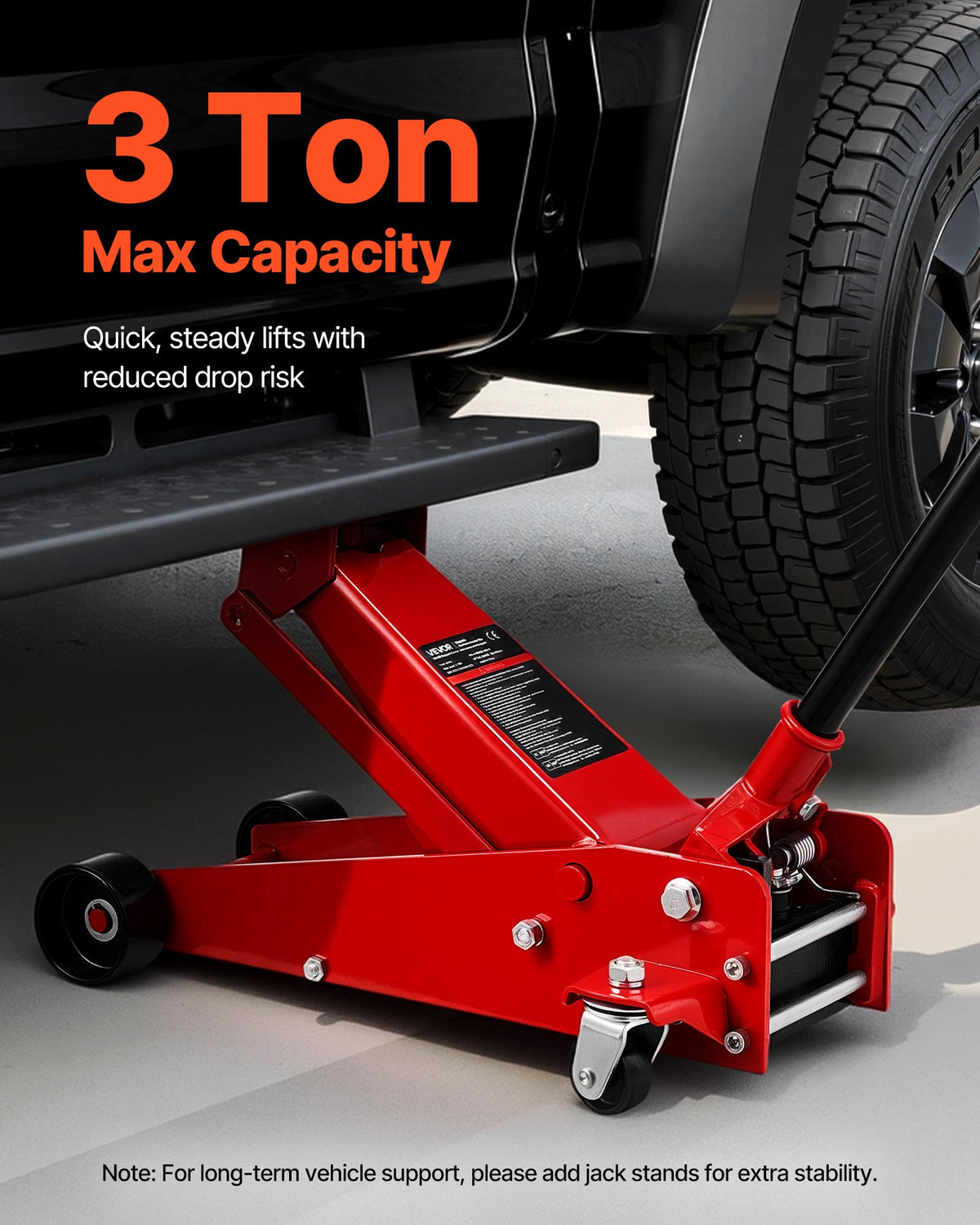 2026 NEW VEVOR Low Profile Floor Jack, 3 Ton (6614 lbs) Capacity, Steel Racing Floor Jack with Single Piston Quick Lift Pump, Hydraulic Trolley Car Lift for Sports Cars, SUVs, Pickups, Lifting Range 5.1"-19.7"