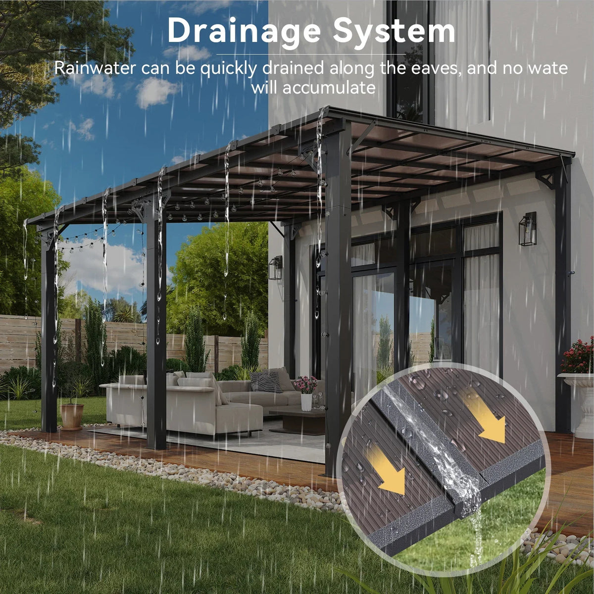 2026 NEW Aoxun 8' x 5' Gazebo for Patio, Gazebo Pergola with Sloped Roof, Grill Gazebo Large Wall-Mounted Heavy Duty Awnings, for Backyard, Deck, Patio