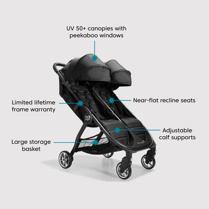 2026 NEW Baby Jogger City Tour 2 Double Stroller. Pitch Black