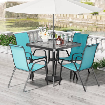 2026 NEW Pirecart 5-Piece Outdoor Patio Dining Table Set with 4 Stackable Textilene Chairs for for Patio, Lawn, Garden, Gray