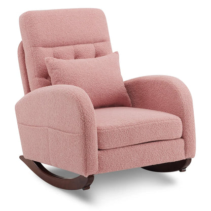 2026 NEW Ktaxon Rocking Accent Chair Glider Reading Chair Comfy Teddy Velvet Upholstered Single Sofa Rocker for Living Room, Nursery, Bedroom Beige