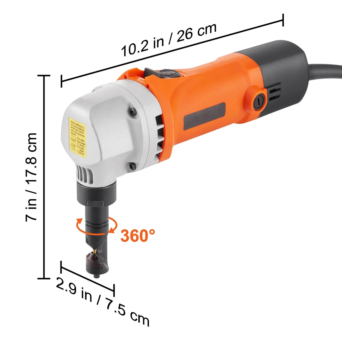 2026 NEW KFFKFF Sheet Metal Nibbler, 550W Powerful 2200 RPM High Speed, 360 Degree Rotation Electric Nibbler Metal Cutter
