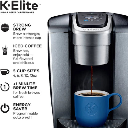 2026 NEW Keurig K-Elite Coffee Maker, Single Serve K-Cup Pod Coffee Brewer, With Iced Coffee Capability & 3-Month Brewer Maintenance Kit Includes Descaling Solution, Water Filter Cartridges & Rinse Pods