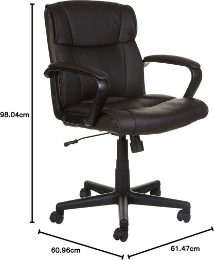 2026 NEW Office Computer Task Desk Chair with Padded Armrests, Mid-Back, Adjustable, 360 Swivel, Rolling, 275 Pound Capacity, 24inchD x 24.2inchW x 34.8inchH