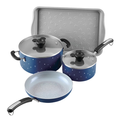 2026 NEW Farberware Bon Voyage Ceramic Nonstick Pots and Pans Set with Baking Sheet/Cookie Pan and Home Kitchen Tools, 8 Piece Non Stick Cookware Set - Blue