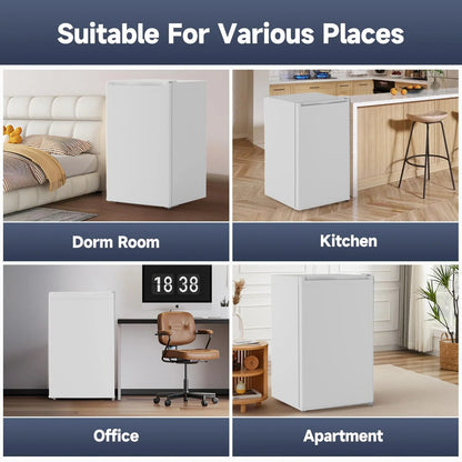 2026 NEW Soonbuy Compact Mini Fridge with Freezer, 4.3 Cu.Ft Single Door Refrigerator with Adjustable Temperature, Removable Shelves & Crisper Drawer, Energy Efficient Small Fridge for Bedroom, Office, Dorm, R