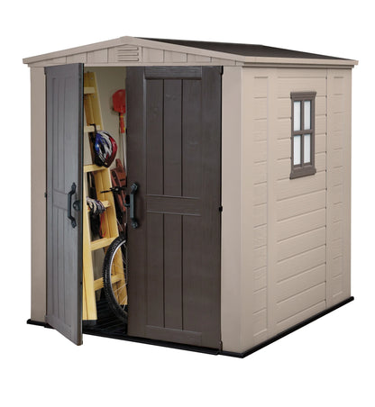 2026 NEW Keter Factor 8 x 11 Foot All Weather Resin Outdoor Storage Shed, Taupe