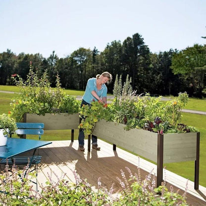 EcoStained Self-Watering Raised Planter Box with Aluminum Legs, Cedar/Cypress, 96   x24   x29