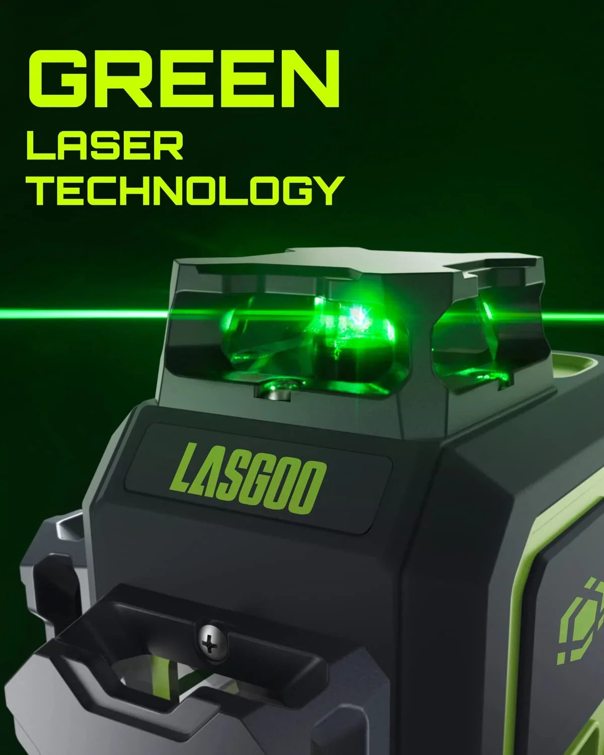 2026 NEW Laser Level 3x360- LASGOO with Remote Control, 2 Rechargeable Batteries, 100FT Range, 360- Magnetic Rotating Stand, IP54, 3Ds