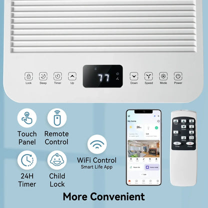 2026 NEW Bapipro 10,000 BTU Smart Portable AC - WiFi/Remote, 4-in-1 for 300 Sq.Ft, 24H Timer, Window Kit, "55dB, ETL Certified