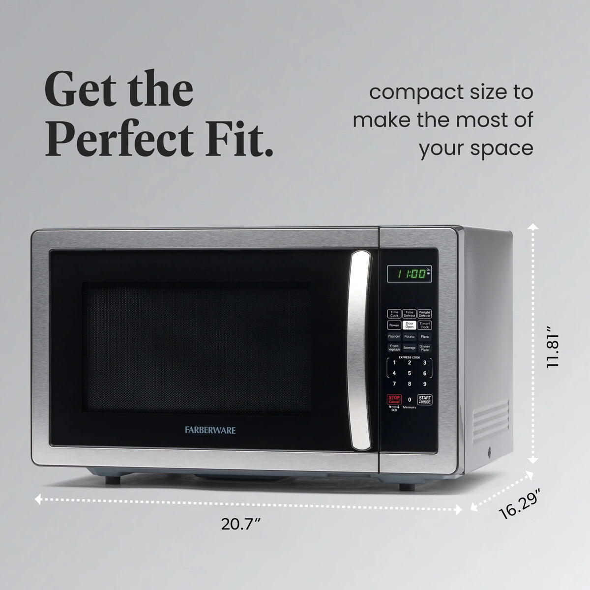 2026 NEW Farberware 1.1 Cu. Ft. 1000-Watt Compact Microwave Oven, Black