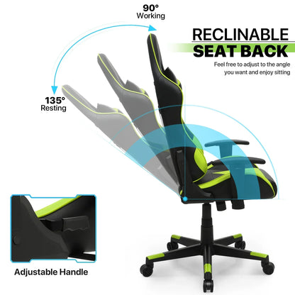 2026 NEW Magshion Ergonomic Gaming Chair, Comfortable Gaming Chair, Computer Chair Leather Desk Chair Adjustable Swivel Gaming Office Chair, Blue