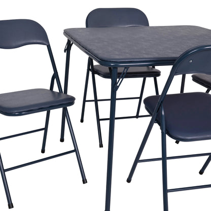 2026 NEW Emma + Oliver 5 Piece Black Folding Game Room Card Table and Chair Set