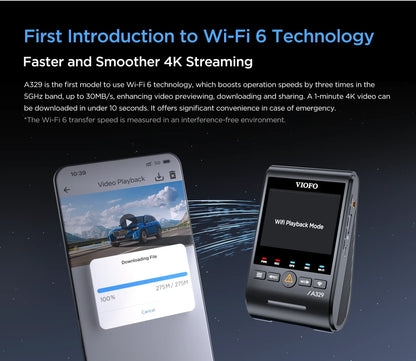 2026 NEW VIOFO A329 2CH First 4K 60FPS Front and 2K Rear Wi-Fi 6 Dash Cam HDR with Sony STARVIS 2 Sensors Support SSD Storage
