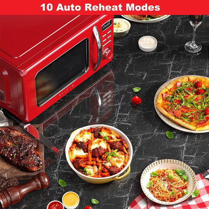 2026 NEW Galanz Retro Countertop Microwave Oven with Auto Cook & Reheat, Defrost, Quick Start Functions, Easy Clean with Glass Turntable, Pull Handle, .9 cu ft, Black