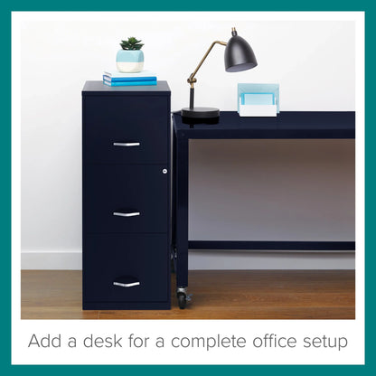 2026 NEW Space Solutions 18" Deep 3 Drawer Smart Letter Width Vertical File Cabinet, Navy