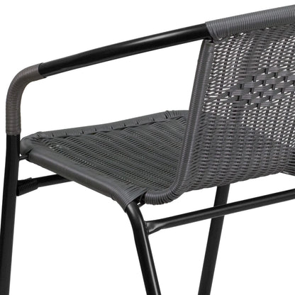 2026 NEW Emma + Oliver Indoor/Outdoor Stacking Rattan Restaurant Patio Chairs, Set of 2, Gray