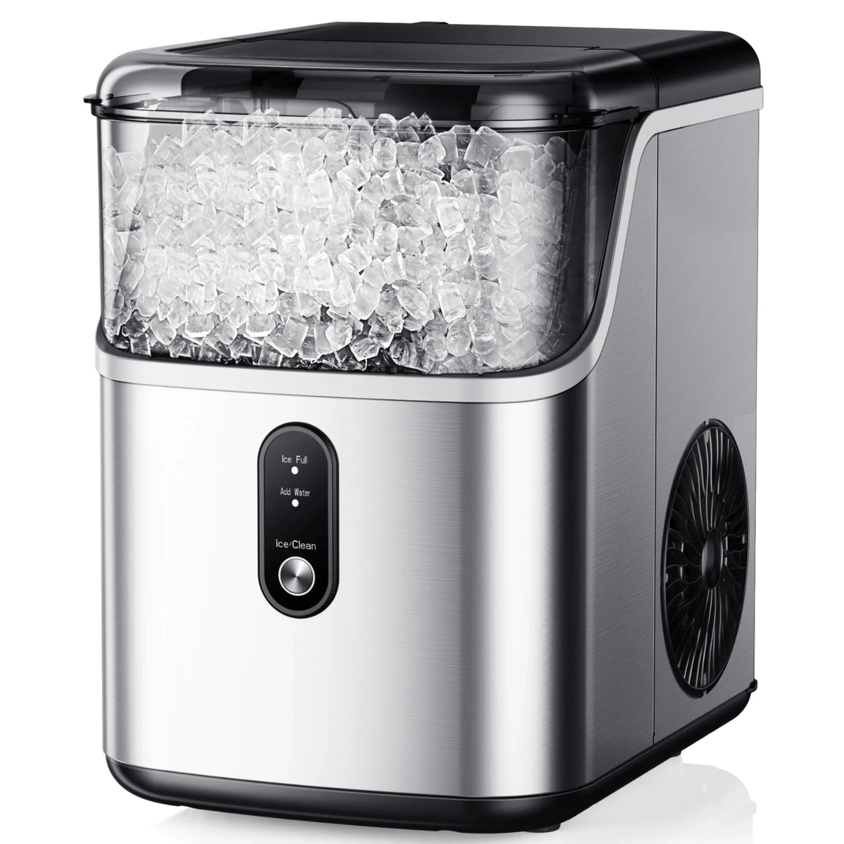 2026 NEW Simzlife Nugget Ice Maker Countertops, 35.9lbs Per Day Portable Pebble ice machine, Crushed Sonic ice maker with Soft Chewable Ice for Home, Party, RV, Camping, Stainless Steel Silver