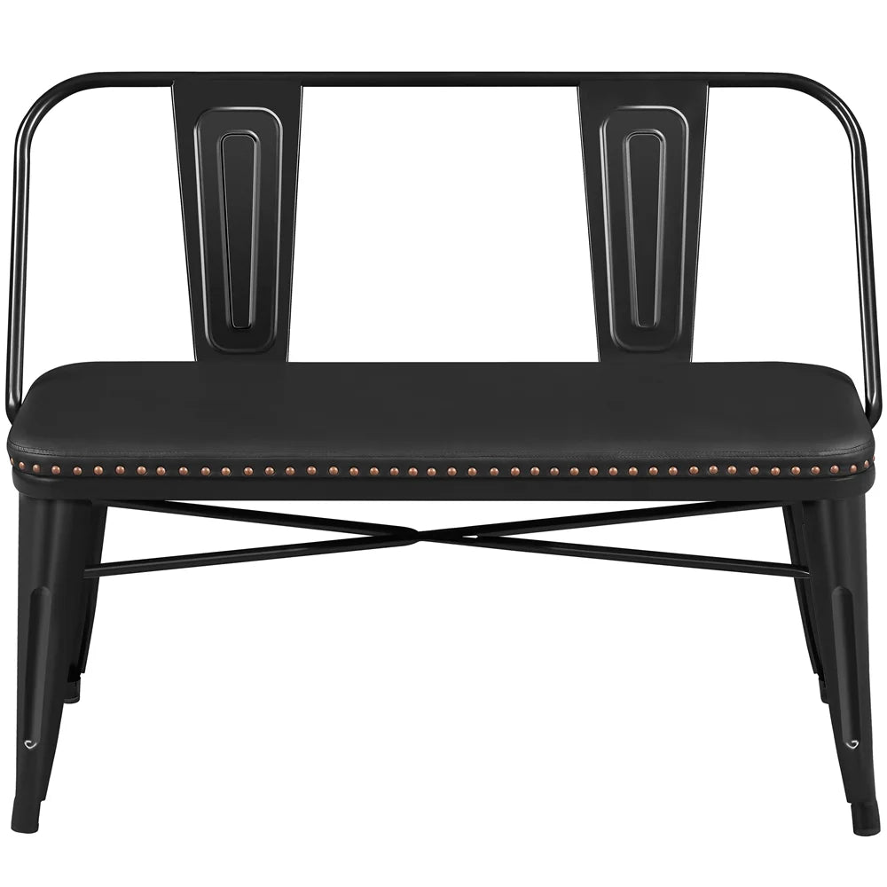 2026 NEW Yaheetech Industrial Metal Dining Bench with Upholstered Seat,Black
