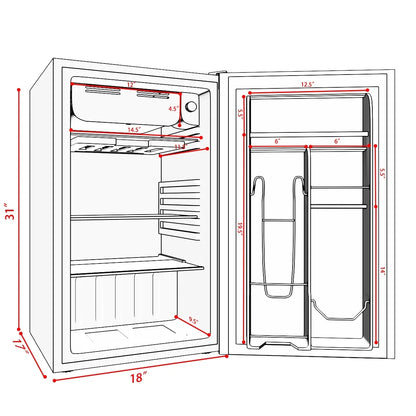 2026 NEW Costway 3.2 Cu.Ft. Compact Refrigerator Mini Dorm Small Fridge Freezer Reversible Door