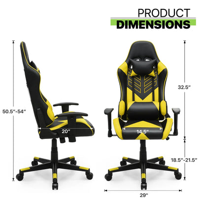 2026 NEW Magshion Ergonomic Gaming Chair, Comfortable Gaming Chair, Computer Chair Leather Desk Chair Adjustable Swivel Gaming Office Chair, Blue
