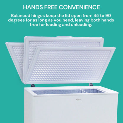 2026 NEW Koolatron Large Chest Freezer, 7.0 cu ft (195L),Manual Defrost Deep Freeze, Storage Basket, Space-Saving Flat Back, Stay-Open Lid, Front-Access Drain, White