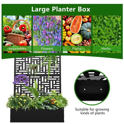 2026 NEW FOOWIN 71'' H Metal Planter with Trellis, Outdoor Raised Garden Bed for Climbing Plants, Trellis Planter Box with Drainage Hole, Black