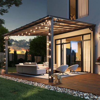 2026 NEW Aoxun 8' x 5' Gazebo for Patio, Gazebo Pergola with Sloped Roof, Grill Gazebo Large Wall-Mounted Heavy Duty Awnings, for Backyard, Deck, Patio