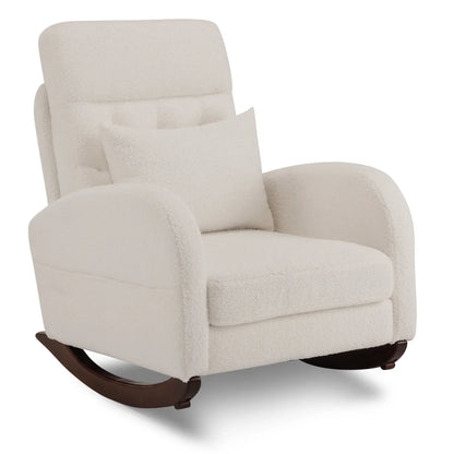 2026 NEW Ktaxon Rocking Accent Chair Glider Reading Chair Comfy Teddy Velvet Upholstered Single Sofa Rocker for Living Room, Nursery, Bedroom Beige
