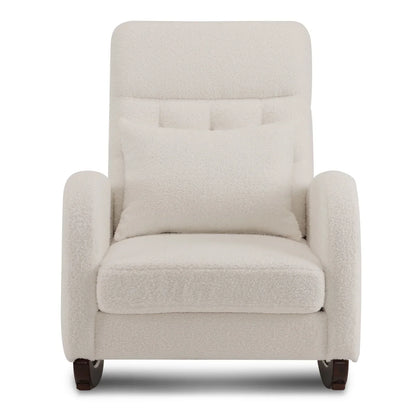 2026 NEW Ktaxon Rocking Accent Chair Glider Reading Chair Comfy Teddy Velvet Upholstered Single Sofa Rocker for Living Room, Nursery, Bedroom Beige