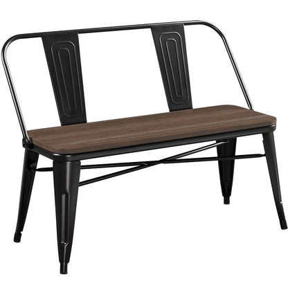 2026 NEW Yaheetech Industrial Metal Dining Bench with Upholstered Seat,Black