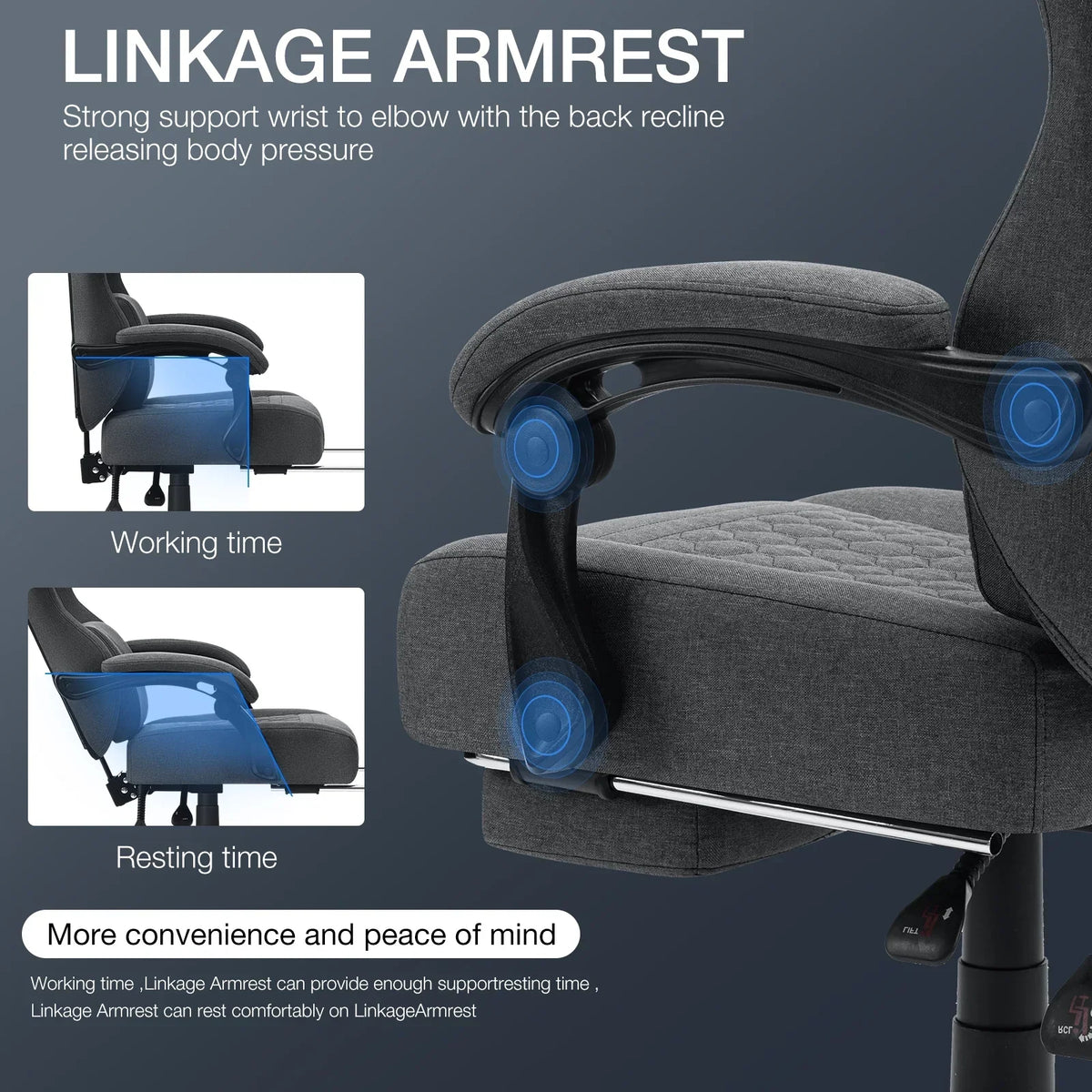 2026 NEW Hoffree Gaming Chair with Massage Fabric Office Chair with footrest for Adults, Ergonomic Gamer Chair with Headrest and Lumbar Support for Office Gaming, 440 LBS